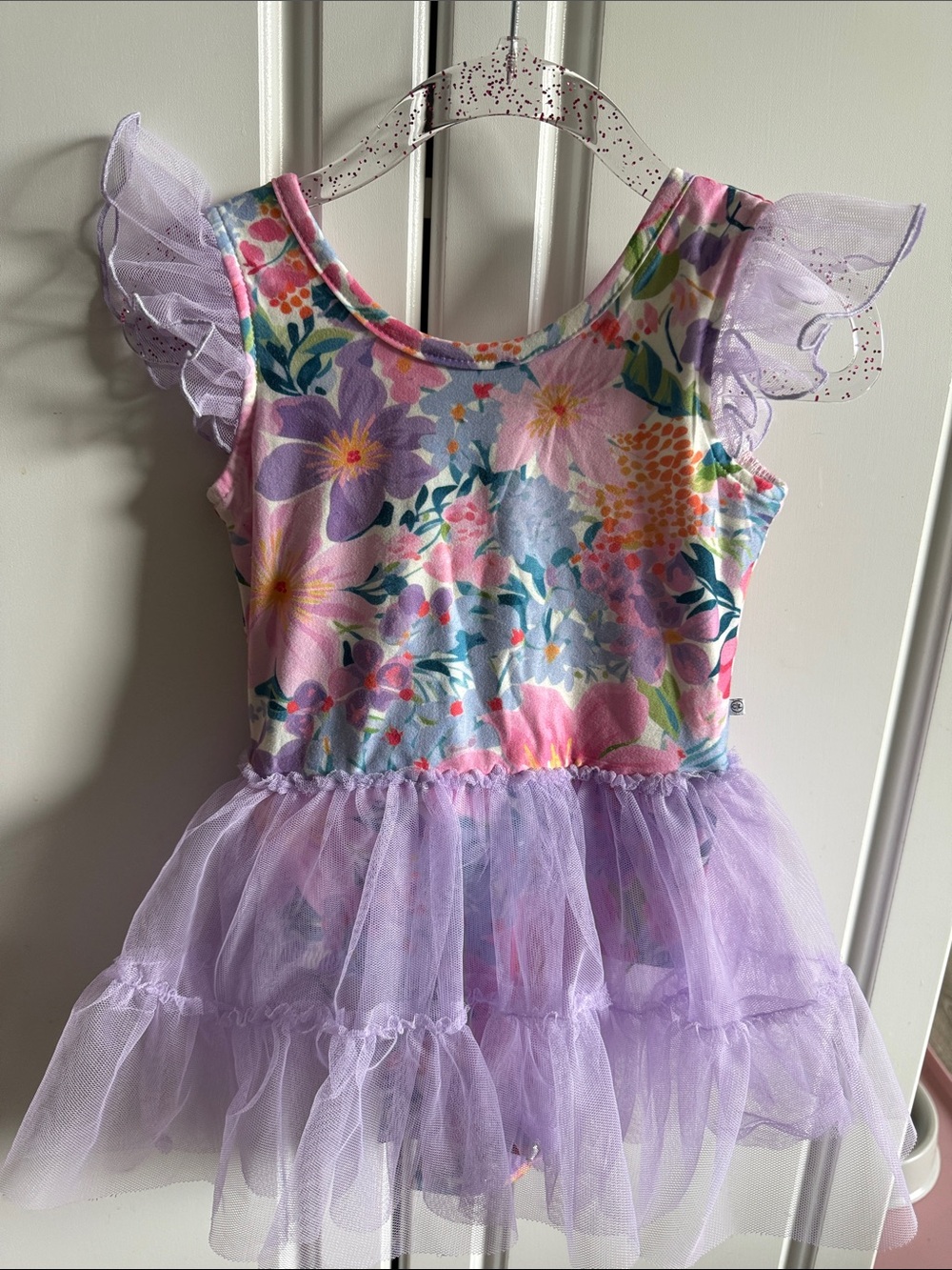 Girls' Lavender Floral Tutu Bodysuit
